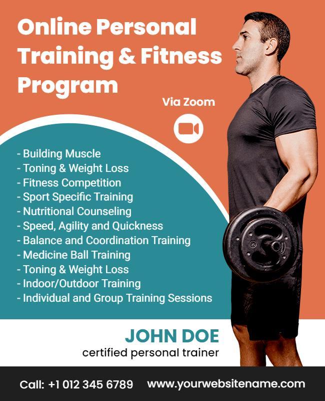 Virtual Fitness Training Program Announcement Flyer Template