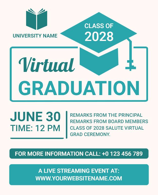 Virtual Graduation Ceremony Announcement Flyer Template