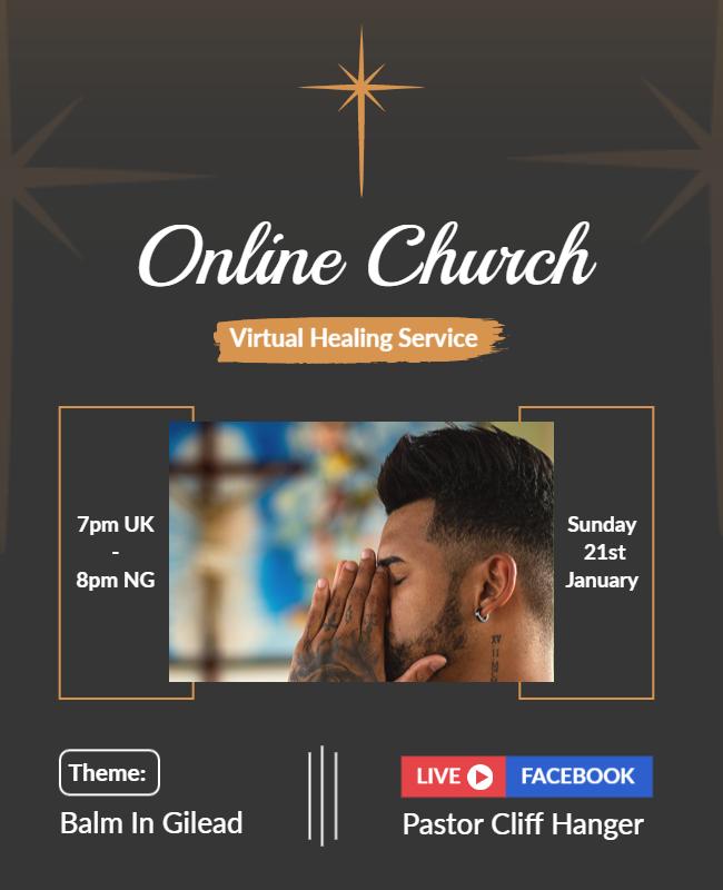 Virtual Healing Church Service Flyer Template