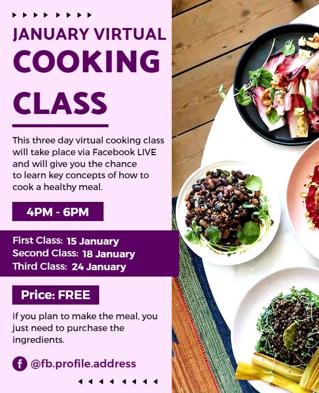 Virtual Healthy Cooking Class Promotional Flyer Template