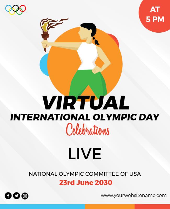 Virtual International Olympic Day Celebration Flyer Template