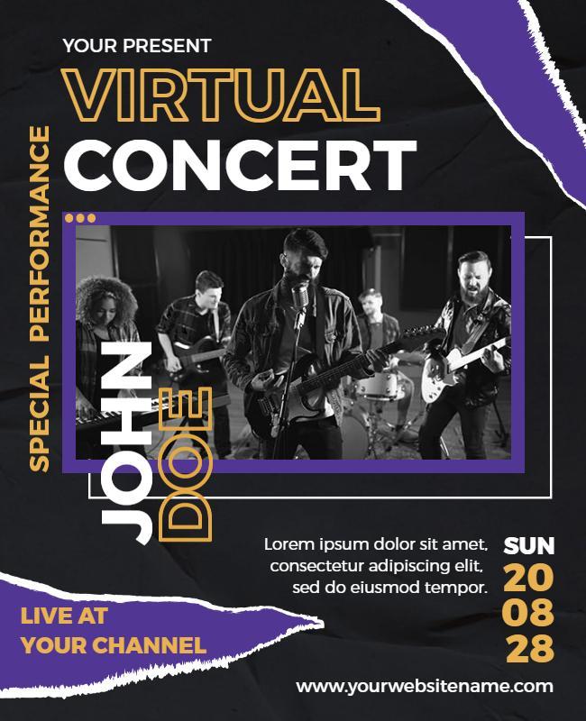 Virtual Live Concert Event Flyer Template