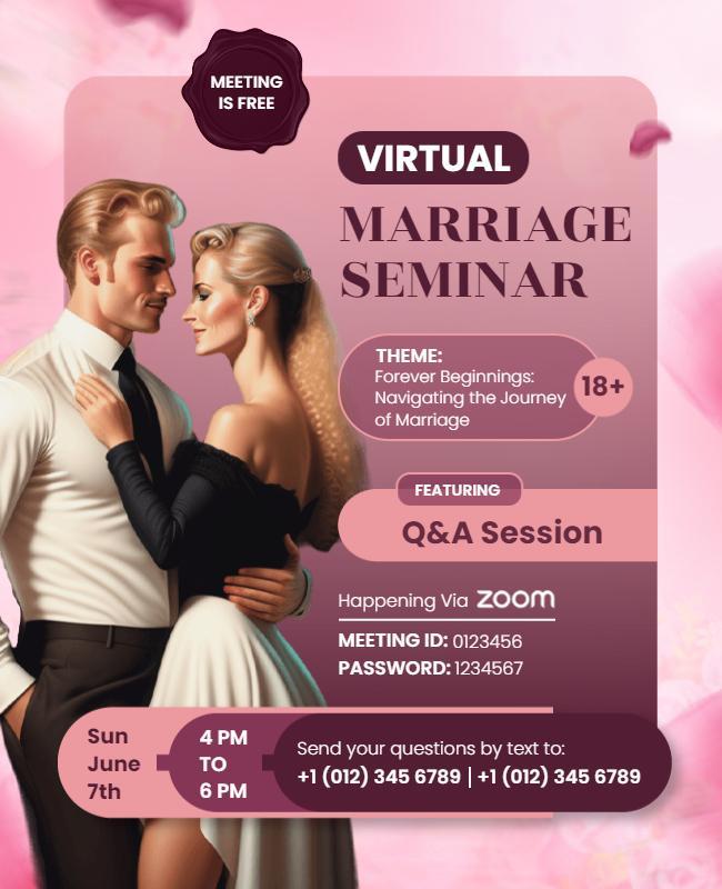 Virtual Marriage Seminar Webinar Flyer Template