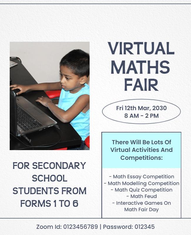 Virtual Math Fair Flyer for Secondary Students Template