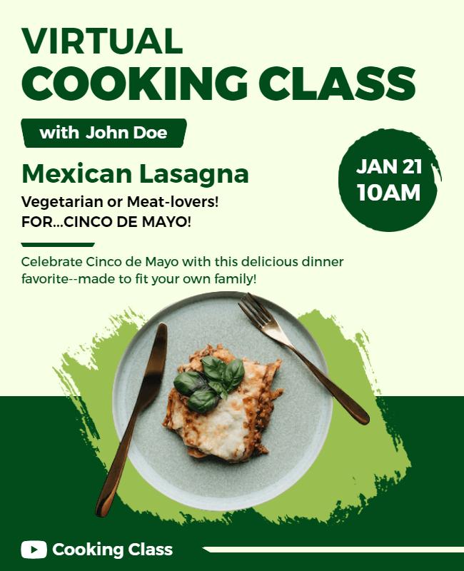 Virtual Mexican Lasagna Cooking Class Flyer Template