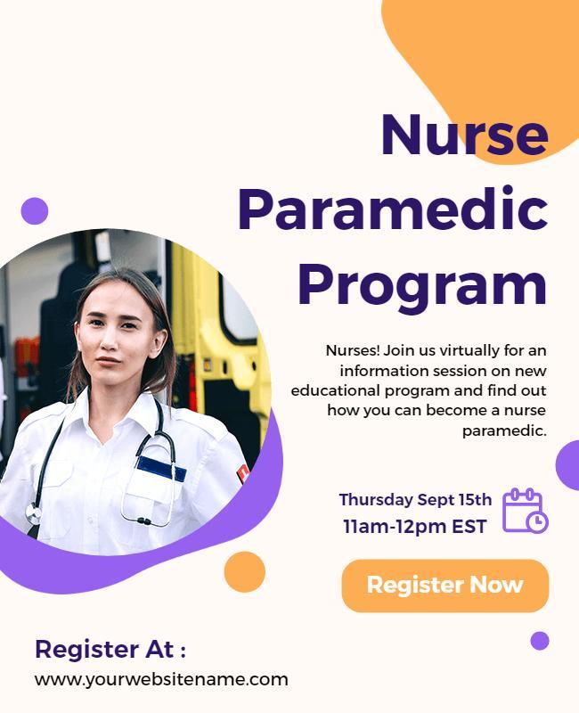 Virtual Nurse Paramedic Program Information Flyer Template