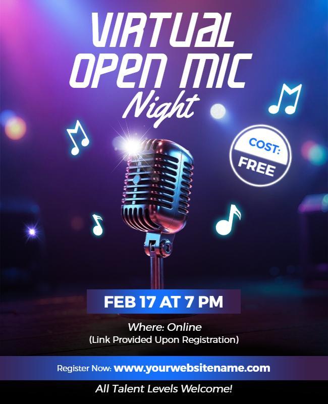 Virtual Open Mic Night Event Flyer Template