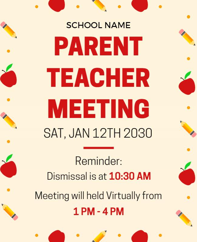 Virtual Parent Teacher Meeting Announcement Flyer Template