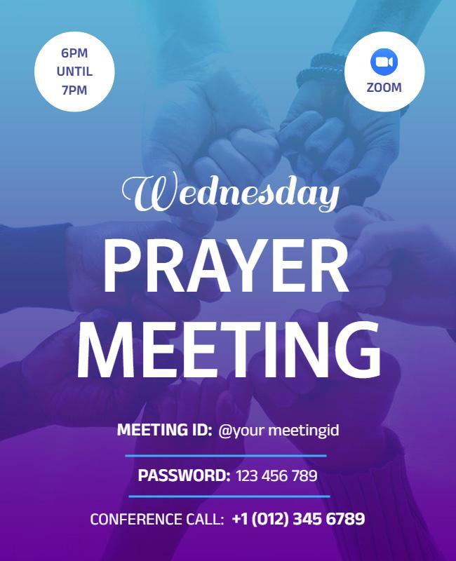 Vibrant Purple Community Prayer Meeting Flyer Template