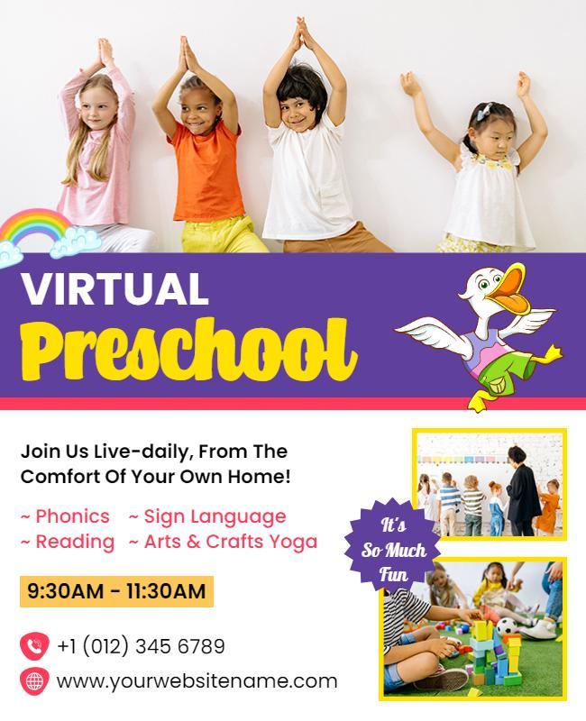 Virtual Preschool Learning Activities Flyer Template