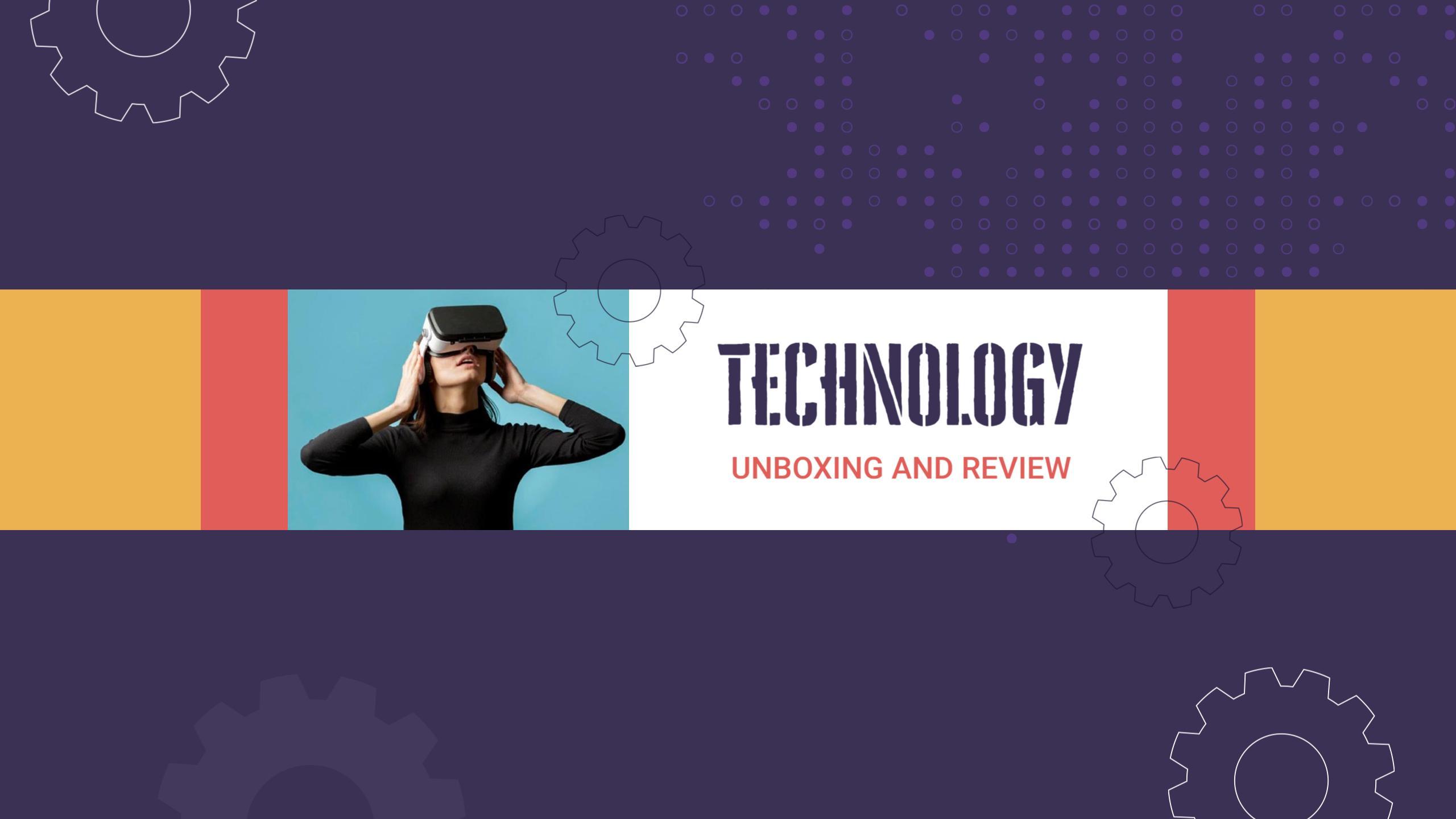Virtual Reality Unboxing and Review on Purple Technology Banner Template