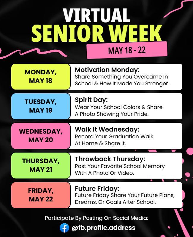 Virtual Senior Week Event Schedule Poster Template