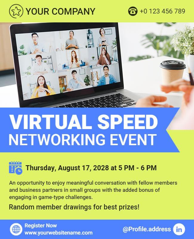 Engaging Green Virtual Speed Networking Event Flyer Template