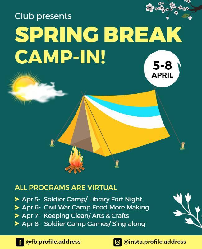 Virtual Spring Break Camping Event Flyer Template