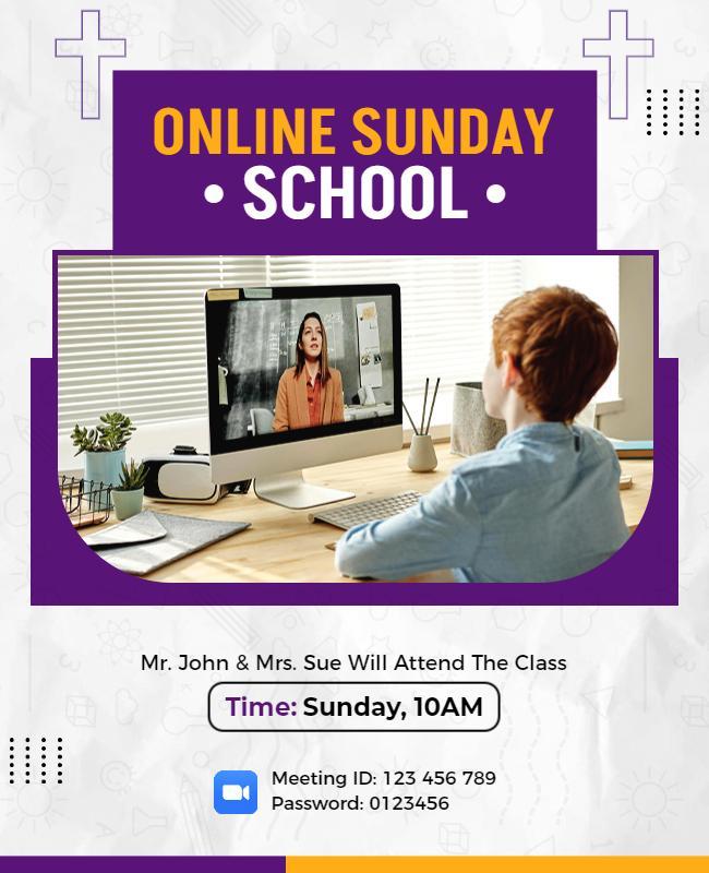 Virtual Sunday School Class Flyer Template