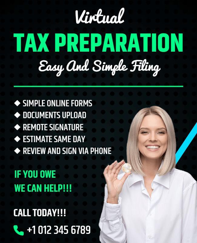 Virtual Tax Preparation Service Flyer Template