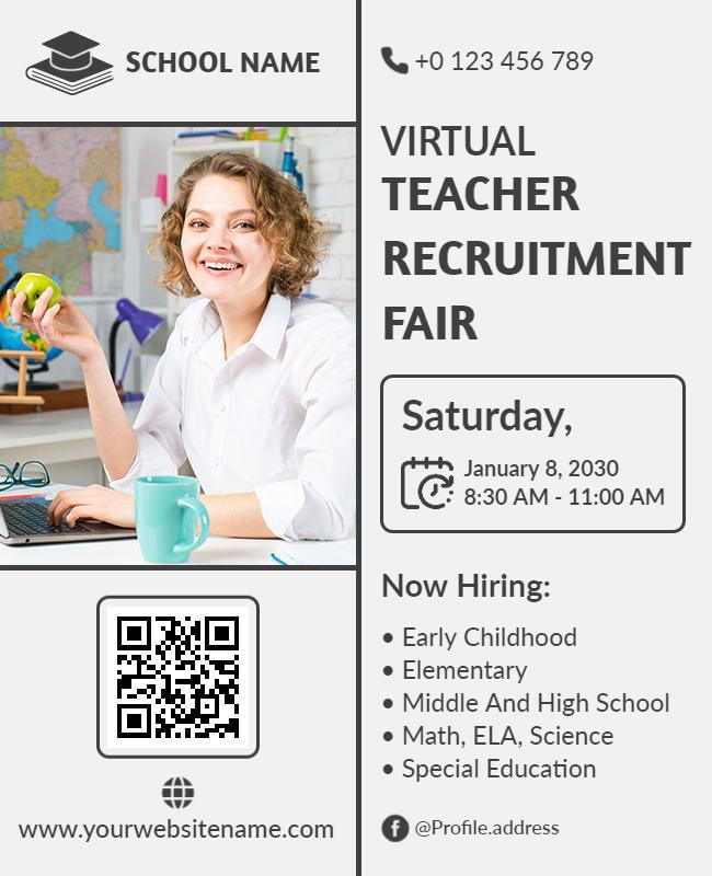 Virtual Teacher Recruitment Fair Event Flyer Template