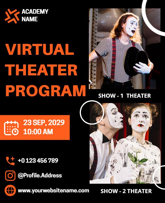 Virtual Theater Program Promotion Flyer Template