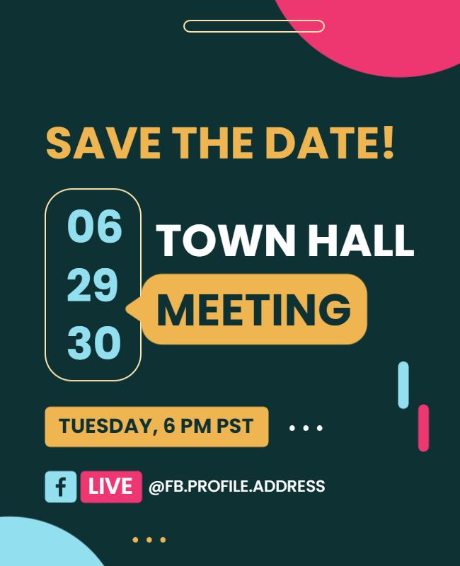 Virtual Town Hall Meeting Announcement Flyer Template