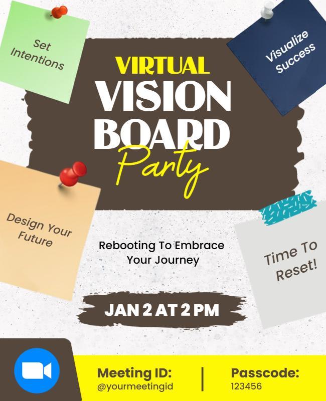 Virtual Vision Board Party Event Flyer Template