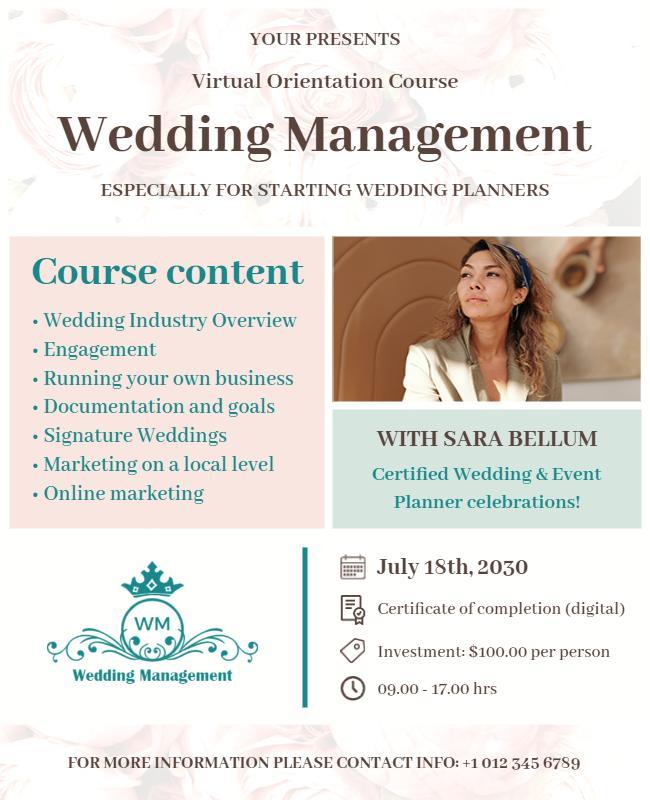 Virtual Wedding Management Course Flyer Template