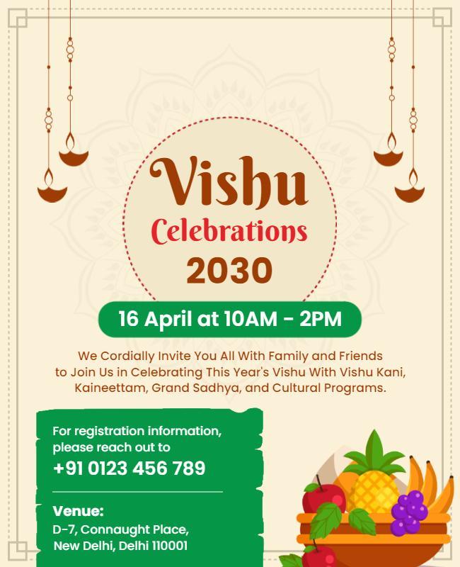 Vishu Festival Celebration Invitation Flyer Template