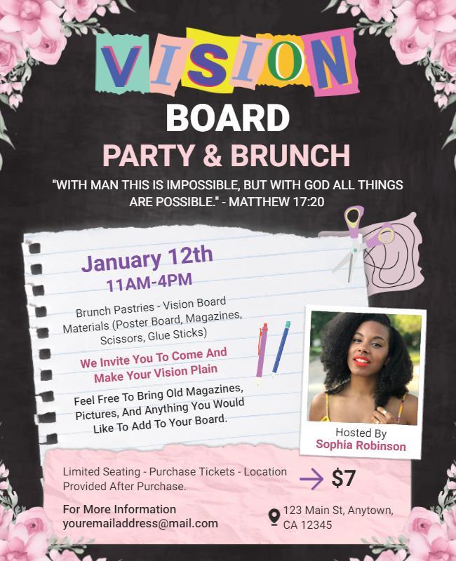 Vision Board Party and Brunch Flyer Template