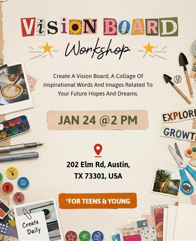 Vision Board Workshop Event Flyer Template