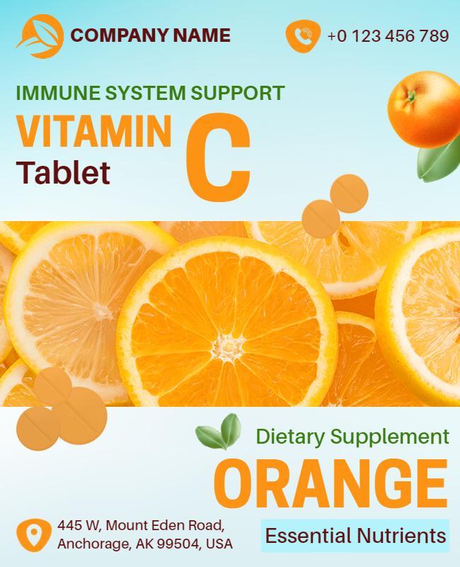 Vitamin C Dietary Supplement Flyer Template