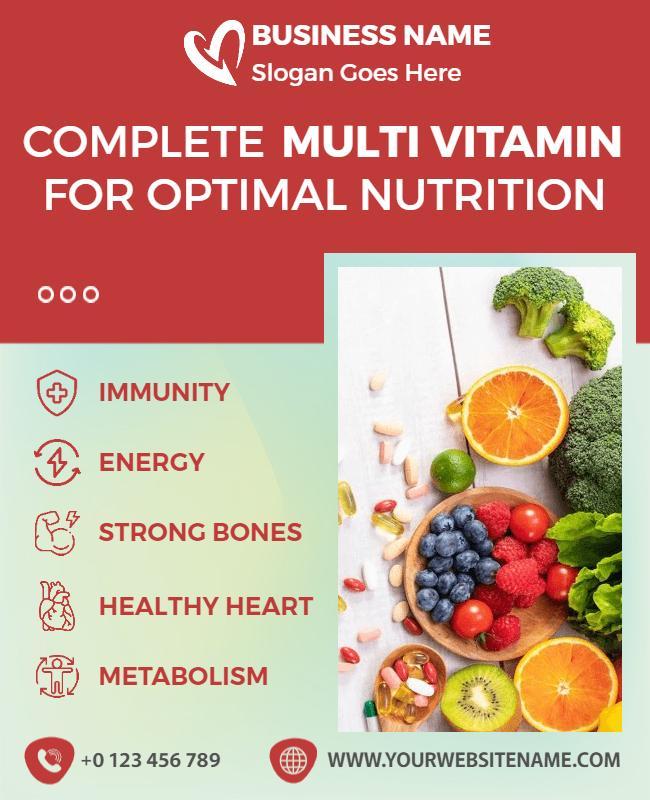 Vitamin Nutrition and Health Benefits Flyer Template