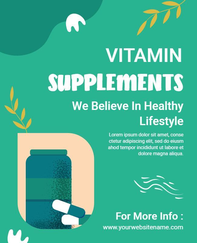 Vitamin Supplements Health Promotion Flyer Template