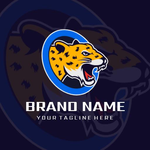 Vivid Blue and Yellow Jaguar Design Showcasing Strength Logo Template