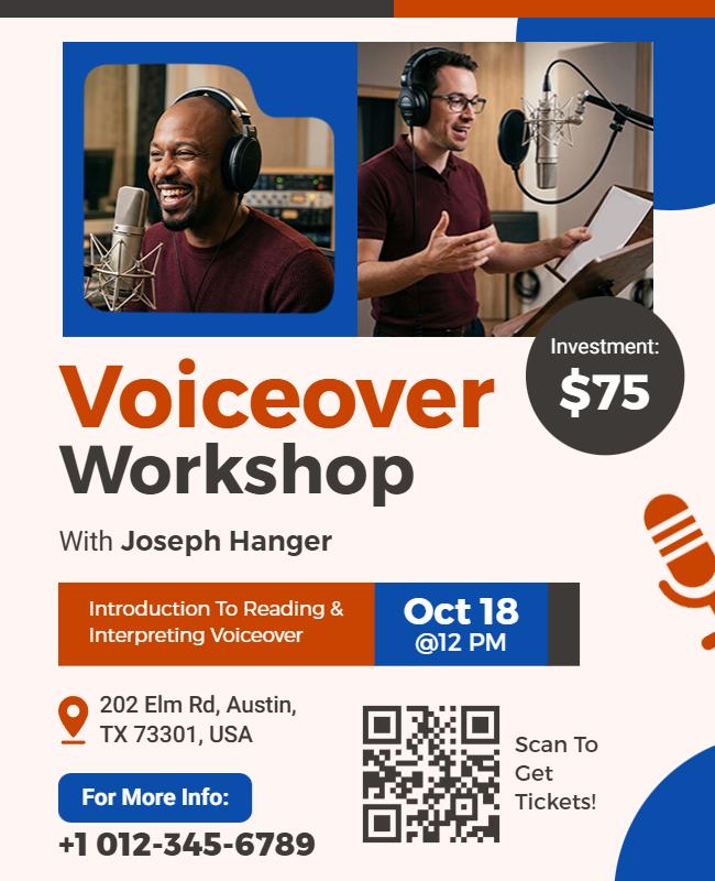 Voiceover Training Workshop Event Flyer Template