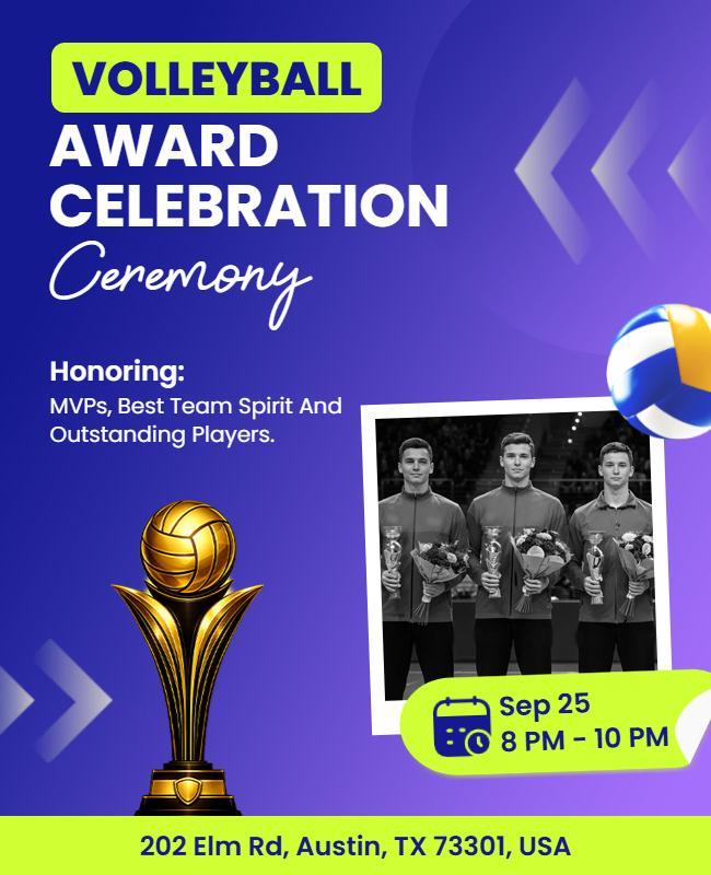 Volleyball Award Celebration Ceremony Flyer Template