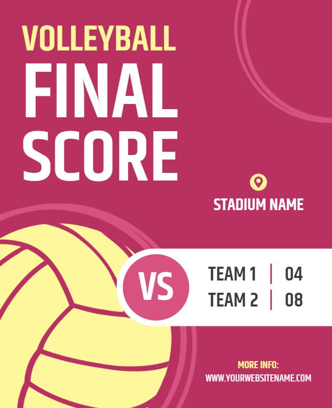 Volleyball Final Score Announcement Flyer Template