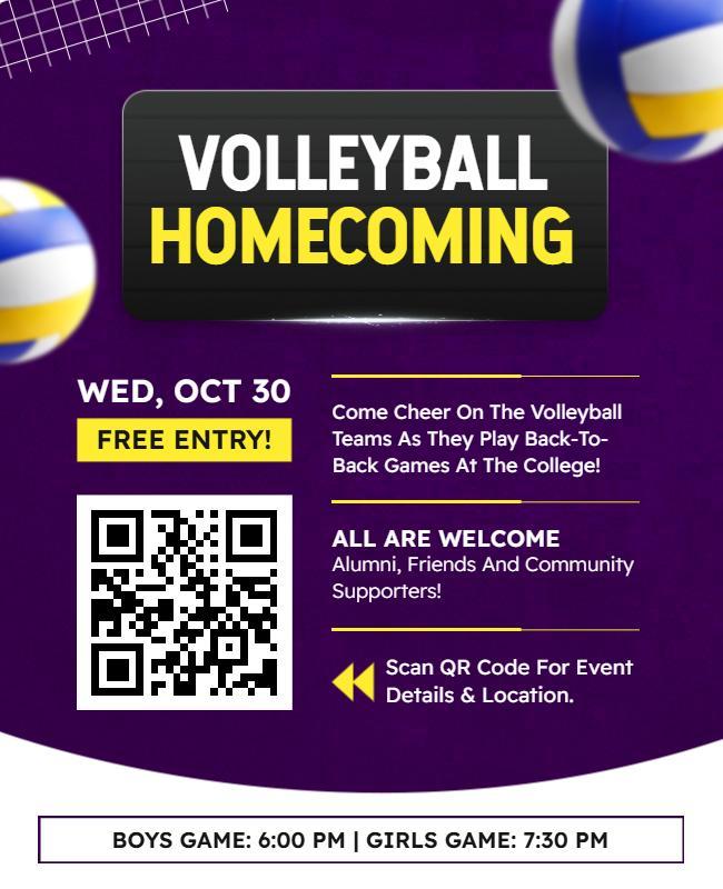 Volleyball Homecoming Event Flyer Template