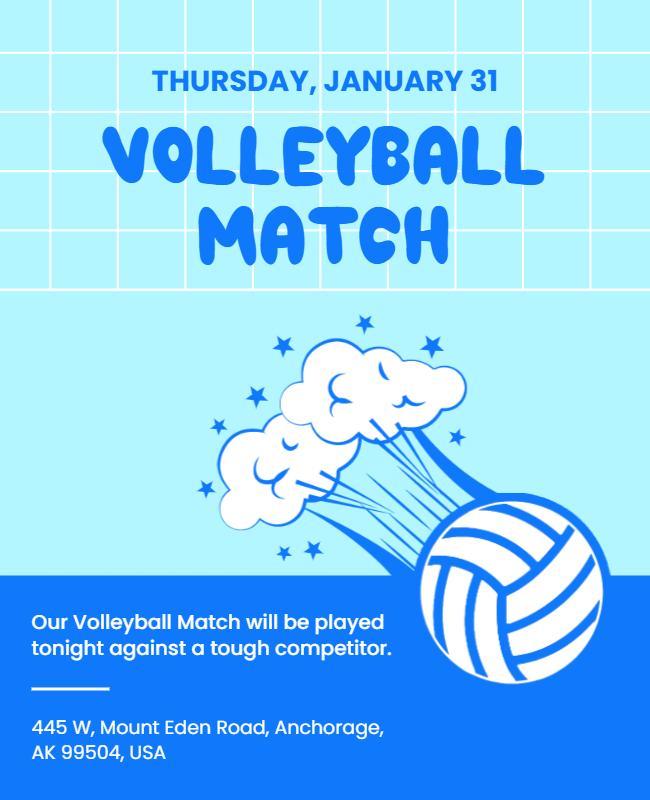 Volleyball Match Event Announcement Flyer Template