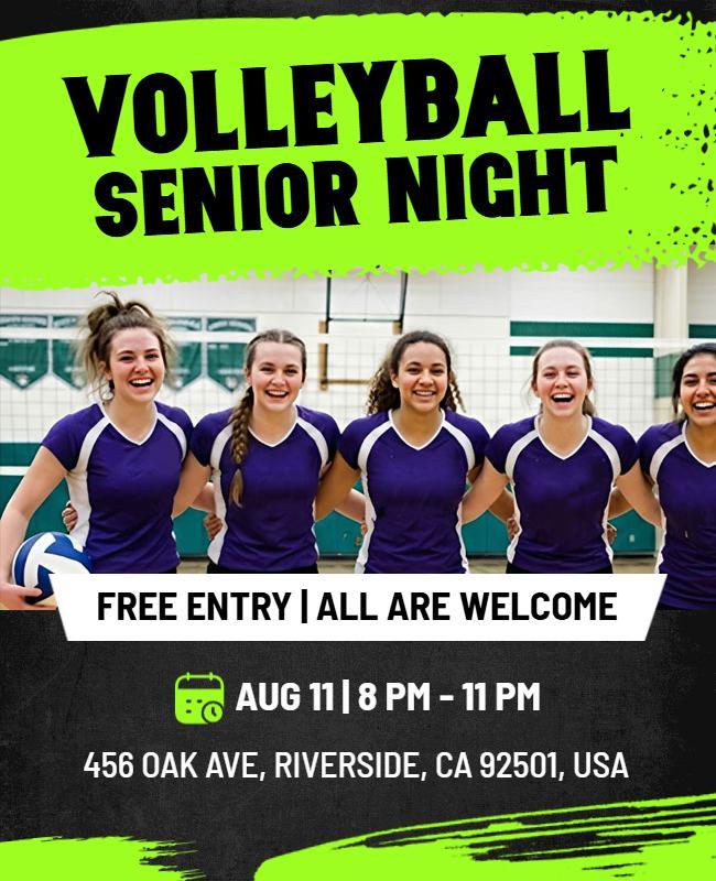 Volleyball Senior Night Event Flyer Template