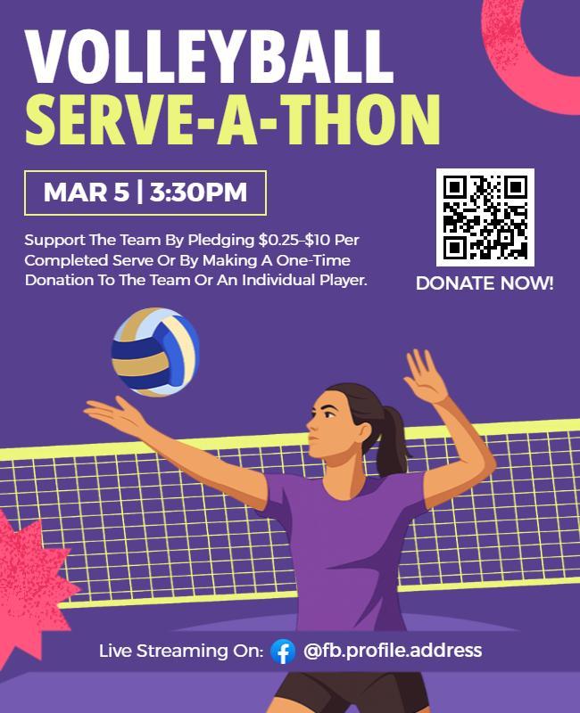 Volleyball Serve-a-Thon Fundraiser Event Flyer Template