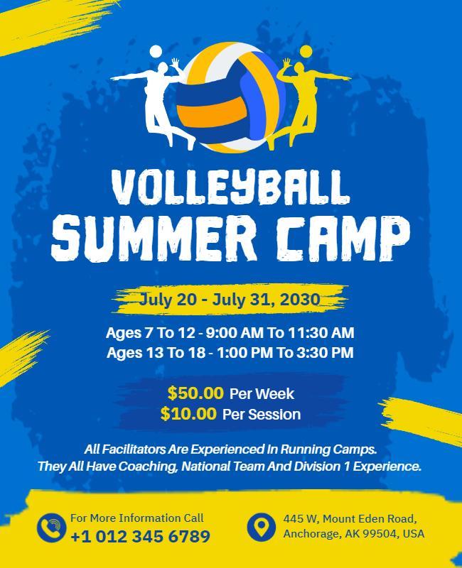 Volleyball Summer Camp Promotional Flyer Template