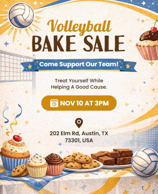 Volleyball Team Fundraiser Bake Sale Flyer Template