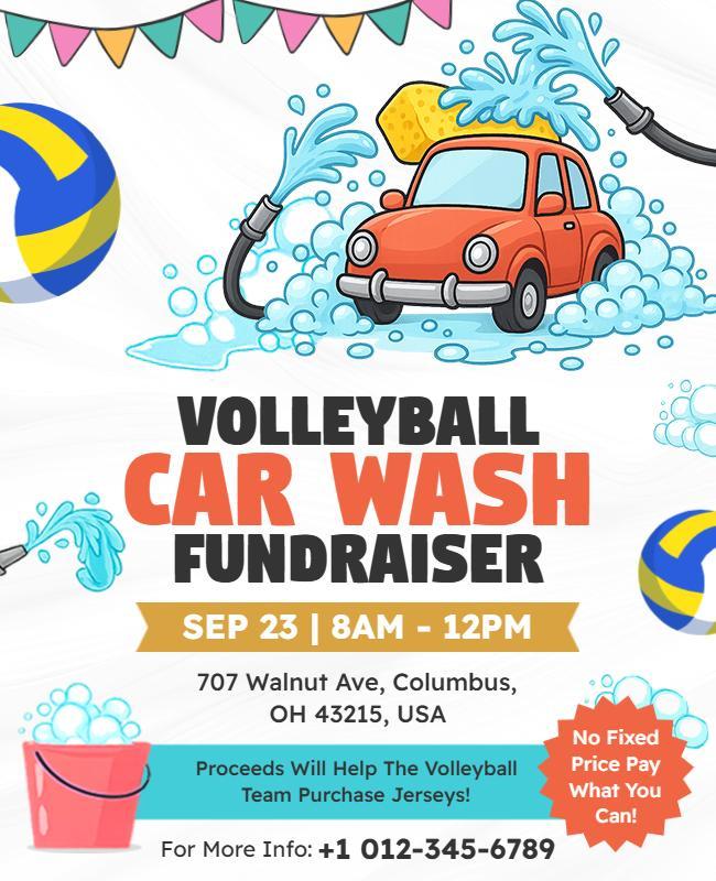 Volleyball Team Fundraiser Car Wash Flyer Template