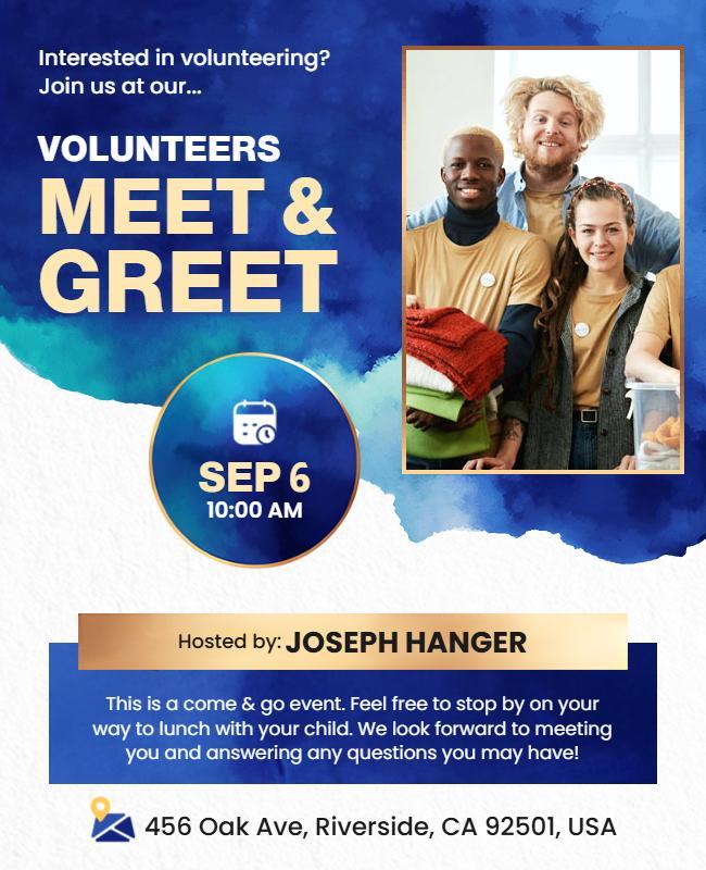 Volunteer Meet and Greet Event Flyer Template