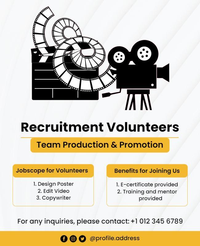 Volunteer Recruitment for Film Production Flyer Template