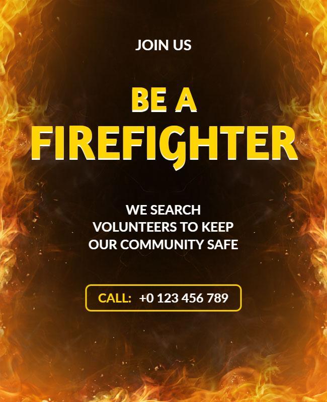 Volunteer Recruitment for Firefighter Flyer Template