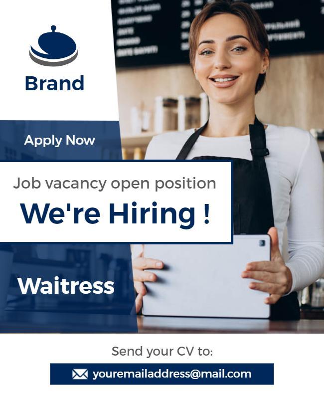 Waitress Job Hiring Announcement Flyer Template