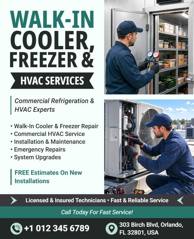 Walk-in Refrigeration and HVAC Service Promotion Flyer Template