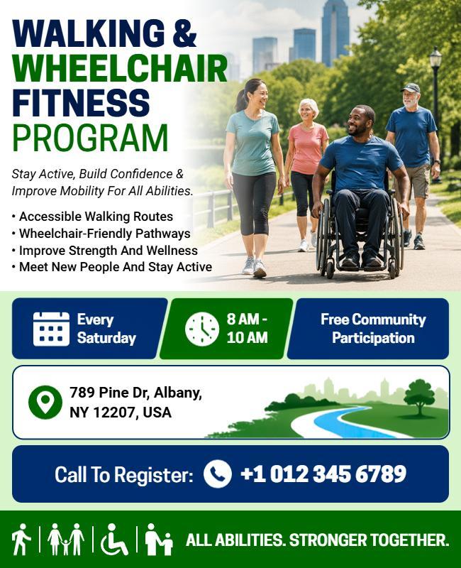 Walking and Wheelchair Fitness Program Flyer Template