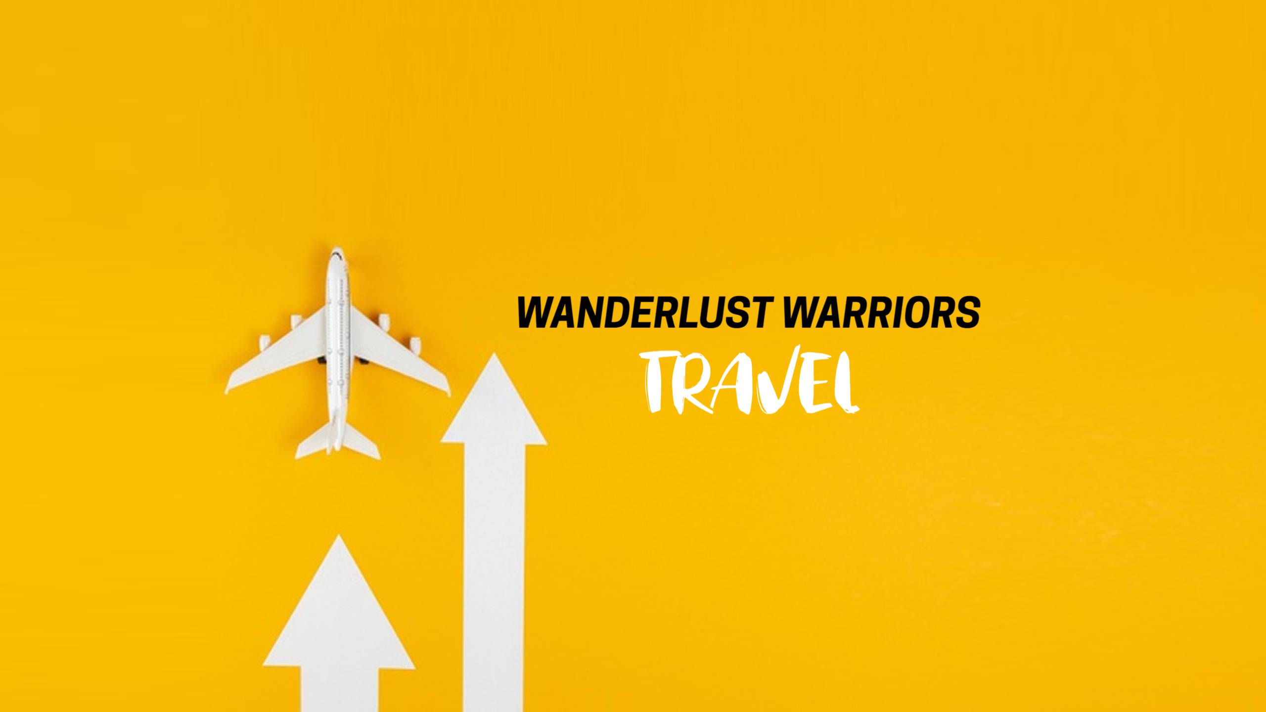 Wanderlust Warriors Inspiring Travel Journey on Bright Yellow Banner Template