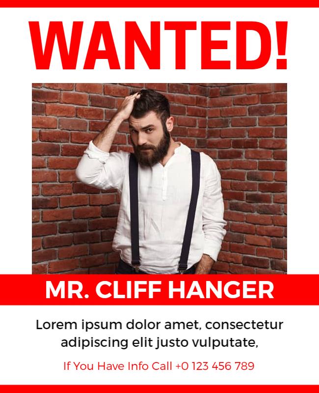 Wanted Poster with Bold Red and Brick Background Template